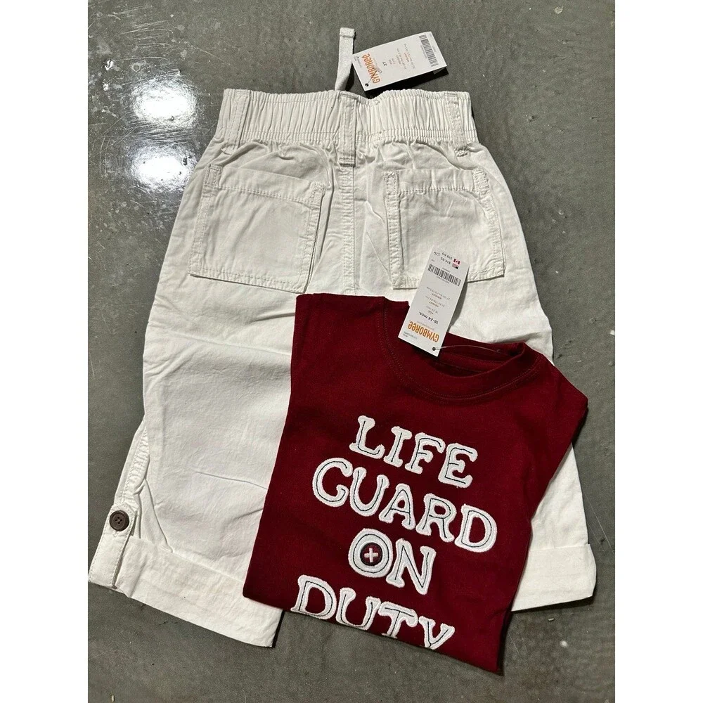 NEW Vintage Gymboree Set Lifeguard Beach Gymbo Shirt & Pants Bundle 18-24 Months
